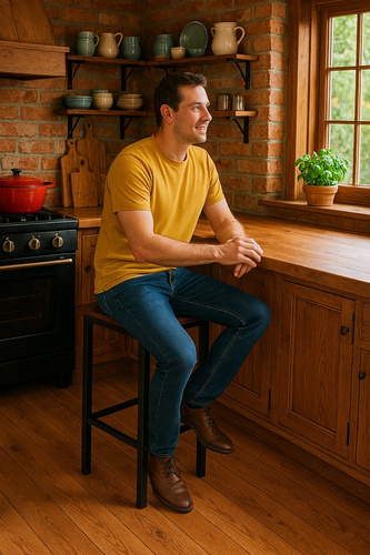 Stołek barowy Belivio PAX RUSTICAL OAK