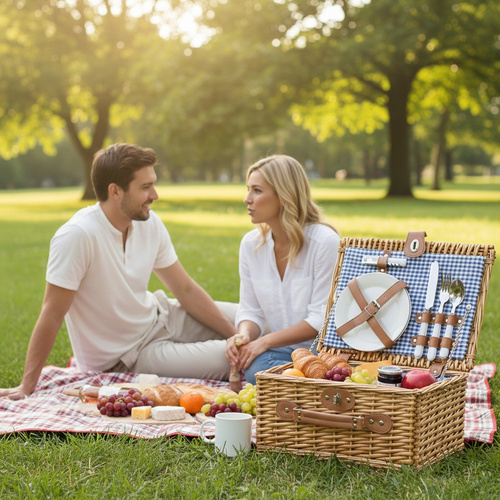 Wiklinowy kosz piknikowy 2-osobowy Belivio SALVIA