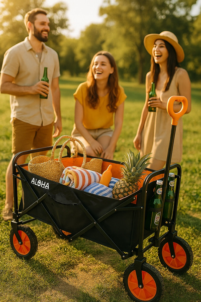 Wózek plażowy Werkstar ALOHA czarno-pomarańczowy