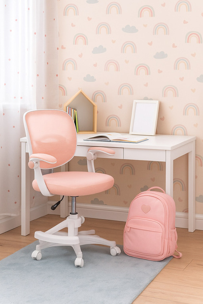 Fotel obrotowy Belivio ELMO różowy