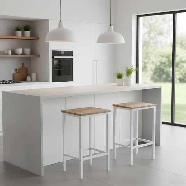 Stołek barowy Belivio PAX WHITE ROYAL OAK