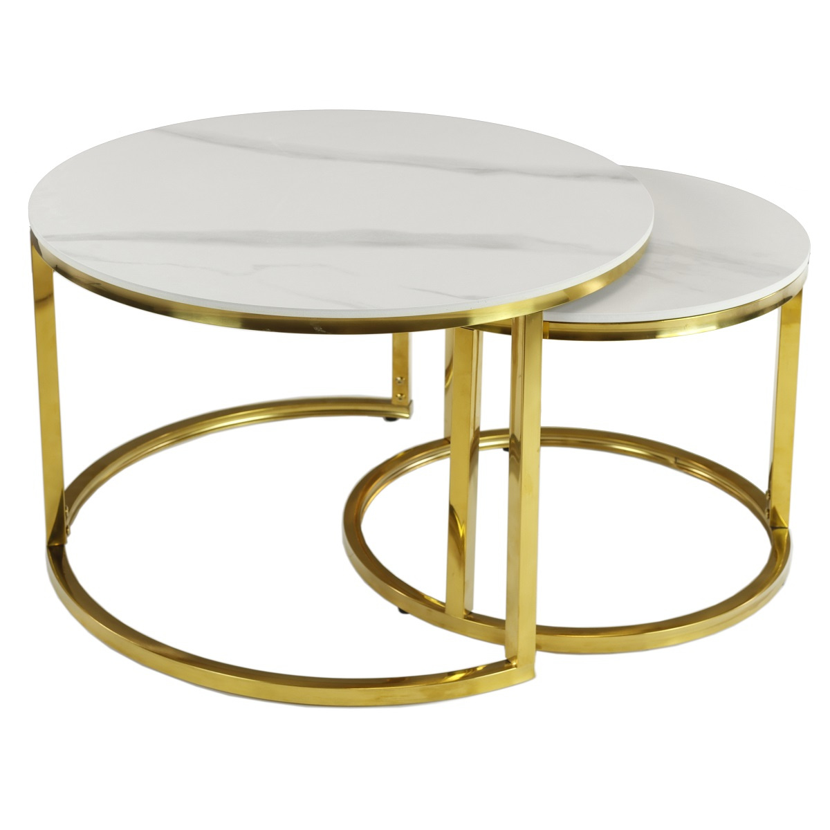Zestaw stolików Belivio AURORA GOLD biały