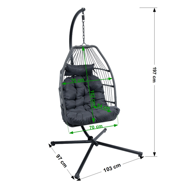 Fotel wiszący Belivio FLORES grafitowy