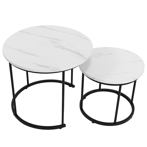 Zestaw stolików Belivio MOCCA White Marble